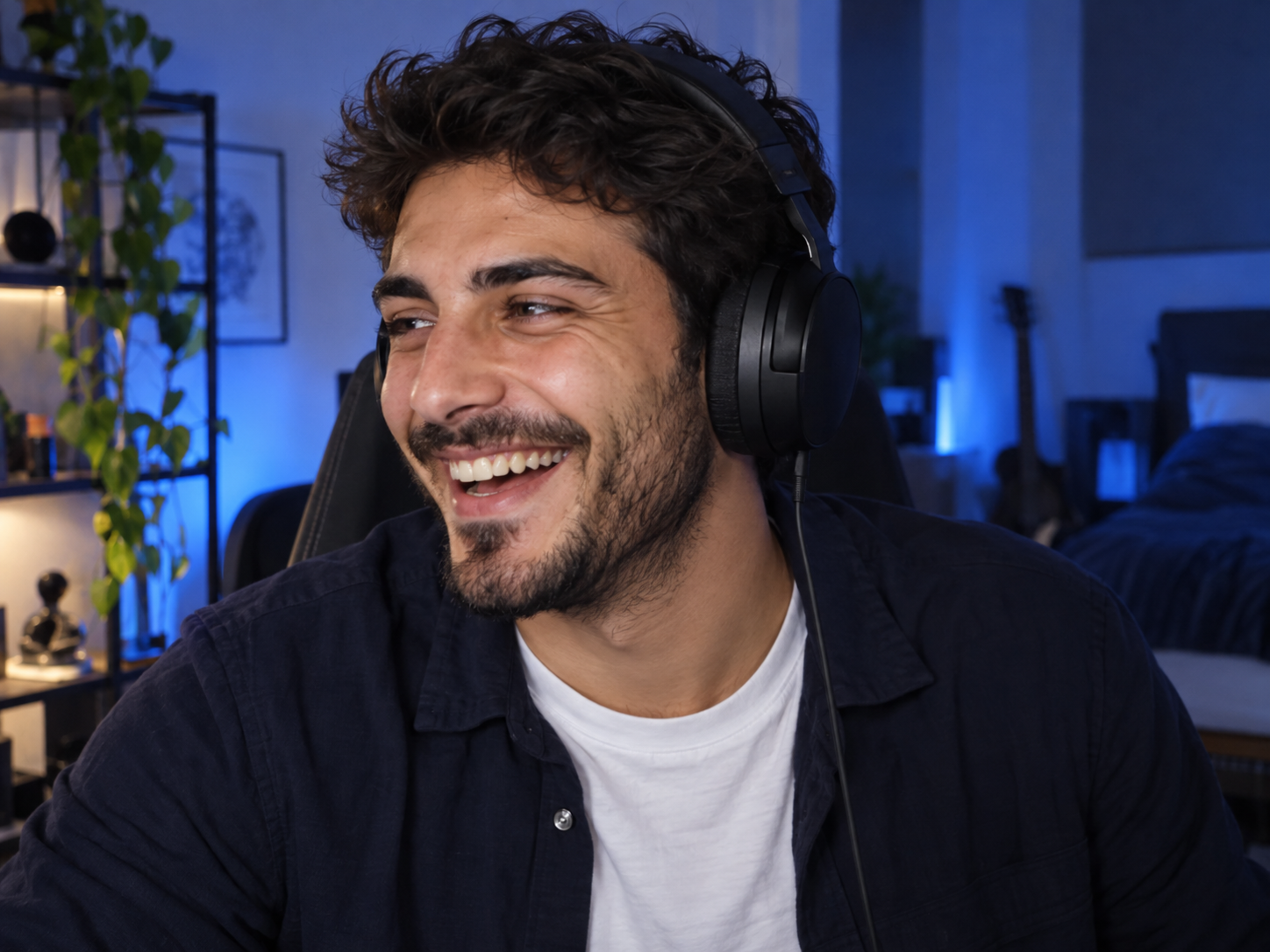 Streamer wearing headphones